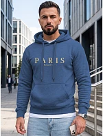 Bluza męska z kapturem z nadrukiem PARIS niebieska model 22347644 - FashionStreet Bluza męska z kapturem z nadrukiem PARIS niebieska model 22347644 - FashionStreet