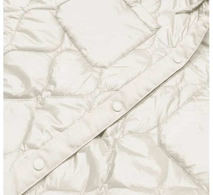 Dámská prošívaná oversize bunda v ecru barvě s kapucí model 20471213 - Ann Gissy