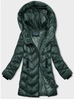 Tmavě zelená dámská zimní bunda s asymetrickým zipem model 21246639 - S'WEST