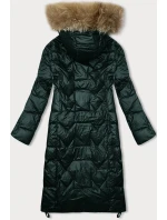 Tmavě zelená dlouhá dámská prošívaná bunda model 21247405 - Glakate Tmavě zelená dlouhá dámská prošívaná bunda model 21247405 - Glakate