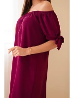 Šaty viazané na rukávy slivka