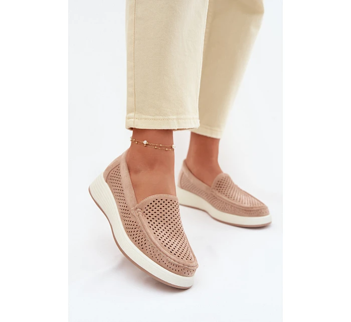 Dámské síťované mokasíny Sergio Leone MK097H béžové