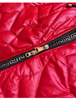 Červená dámska bunda s ozdobným prešívaním (B8092-4)