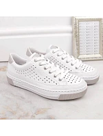 Rieker W RKR642 biele kožené ažurové topánky