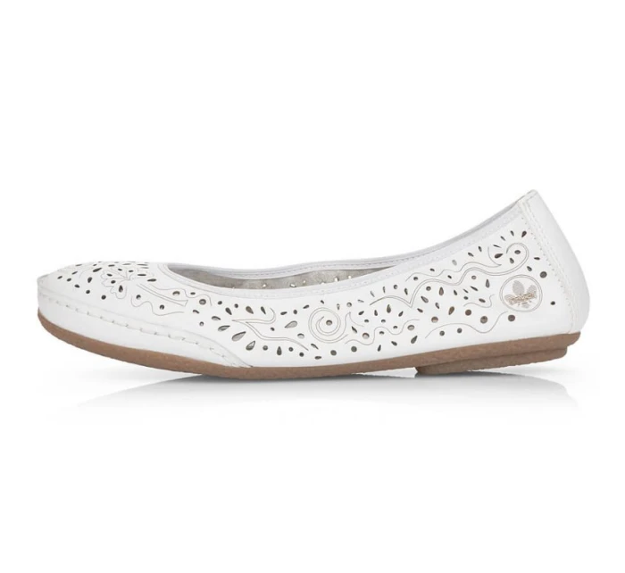 Kožená pohodlná polobotka W model 22033618 bílá - Rieker