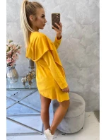 Voľná bunda s kapucňou v horčicovej farbe