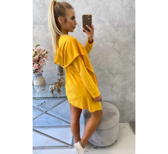 Voľná bunda s kapucňou v horčicovej farbe