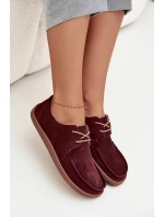 Półbuty Damskie Typu Barefoot Z Naturalnego Zamszu Zazoo 327 Bordowe
