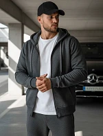 Pánska mikina na zips antracitová BX2196