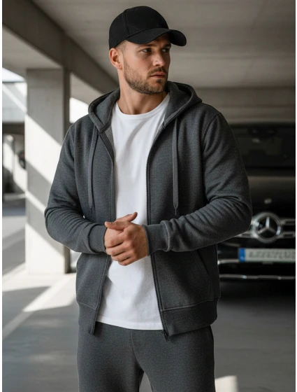 Pánska mikina na zips antracitová BX2196