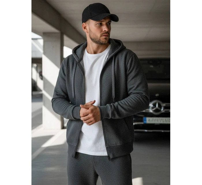 Pánska mikina na zips antracitová BX2196
