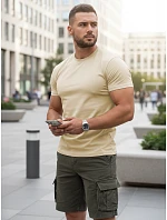 Pánske klasické béžové tričko FashionStreet RX5676