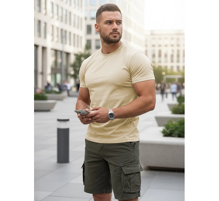 Pánske klasické béžové tričko FashionStreet RX5676