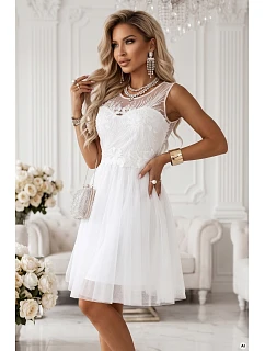 Dámské šaty s a jemným tylem bílé model 22178271 - numoco basic