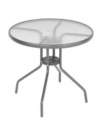 SADA ZÁHRADNÉHO NÁBYTKU OKRÚHLY STÔL 4 STOLIČKY A SLNEČNÍK TMAVOSIVÁ