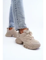 Sneakersy Na Masywnej Podeszwie GOE NN2N4046 Beżowe Sneakersy Na Masywnej Podeszwie GOE NN2N4046 Beżowe