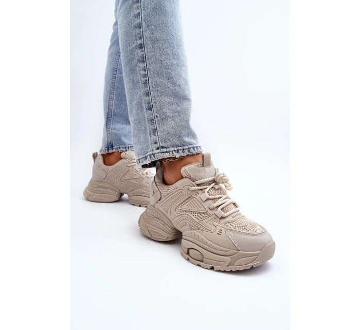 Sneakersy Na Masywnej Podeszwie GOE NN2N4046 Beżowe Sneakersy Na Masywnej Podeszwie GOE NN2N4046 Beżowe