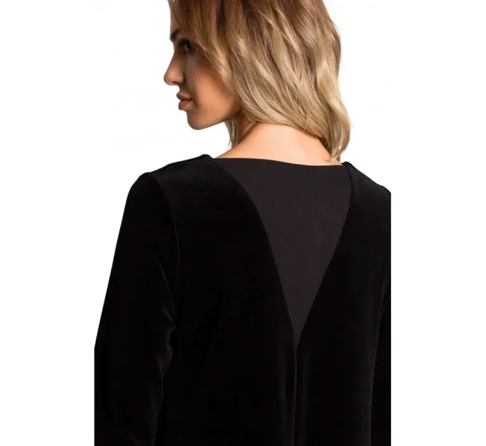 model 15107473 Sametové šaty uvolněného střihu černé - Moe model 15107473 Sametové šaty uvolněného střihu černé - Moe