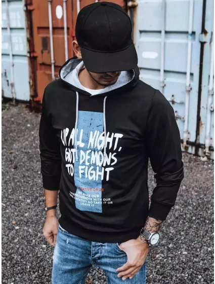 Pánská mikina s potiskem černá model 21966181 - Dstreet