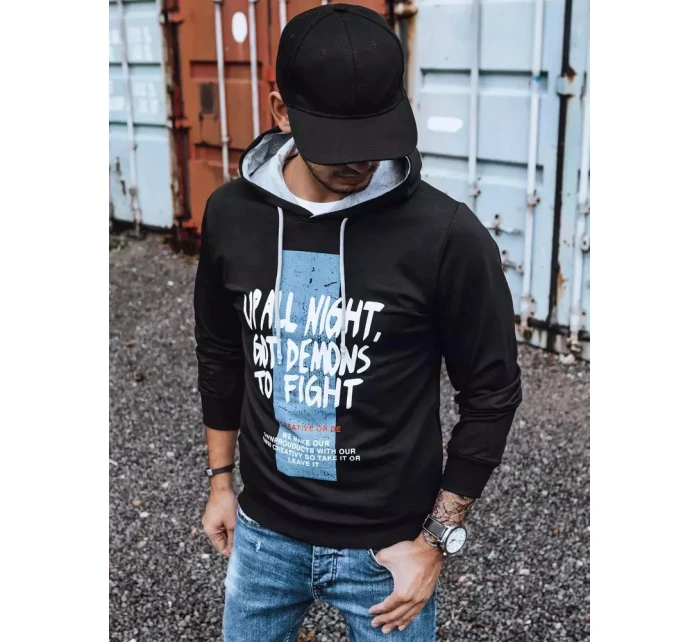 Pánská mikina s potiskem černá model 21966181 - Dstreet