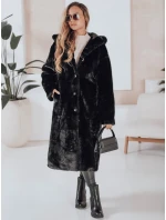 Dámsky kožuch HELLOCHIC dlhý čierny FashionStreet TY4986