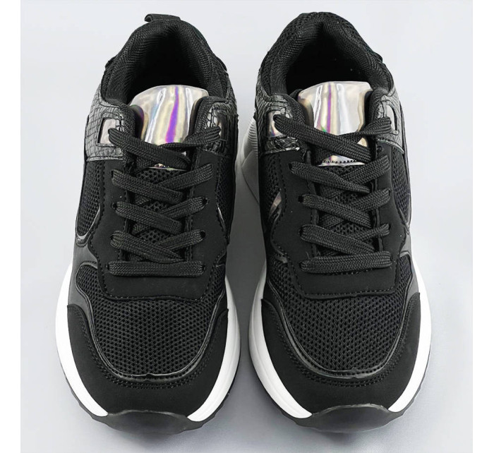 Čierne dámske športové topánky (6348)