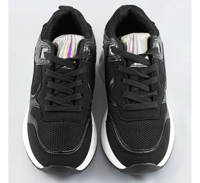 Čierne dámske športové topánky (6348)