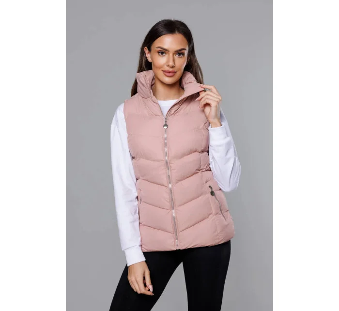 Ružová páperová dámska vesta (5M719-46)