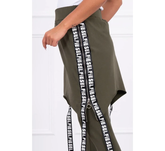 Nohavice/oblek s nápisom selfie khaki