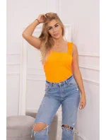 Blúzka s volánikmi bez ramienok oranžová neónová