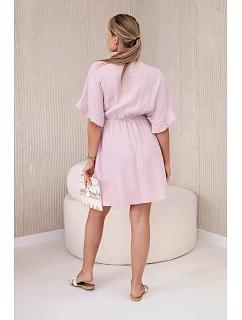 Mušelínové šaty s pásom tmavoružové