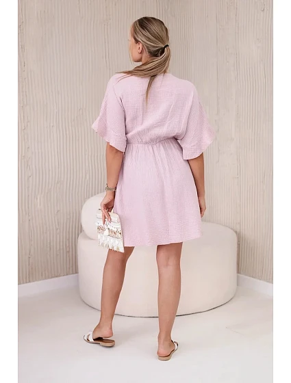 Mušelínové šaty s pásom tmavoružové