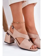 Eleganckie Sandały Damskie Na Słupku Vinceza 62238 Beżowe