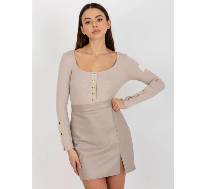 Bluzka TW BZ ciemny bezowy model 19760148 - FPrice Bluzka TW BZ ciemny bezowy model 19760148 - FPrice