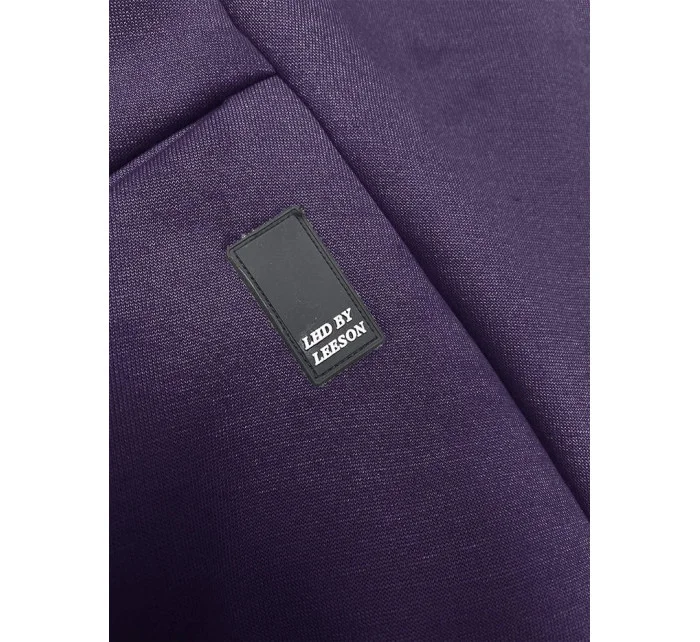 Fialová volná dlouhá dámská mikina se stahovacími lemy model 18875892 - LHD Fialová volná dlouhá dámská mikina se stahovacími lemy model 18875892 - LHD