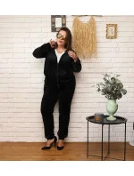 Čierna dámska tepláková súprava plus size s kapucňou na zips (8216)