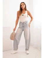 Dámsky prúžkovaný top s ozdobnou aplikáciou béžovej farby