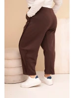 Dámske Plus veľkosť bavlnené nohavice s vysokým pásom voľné hnedé Dámske Plus veľkosť bavlnené nohavice s vysokým pásom voľné hnedé