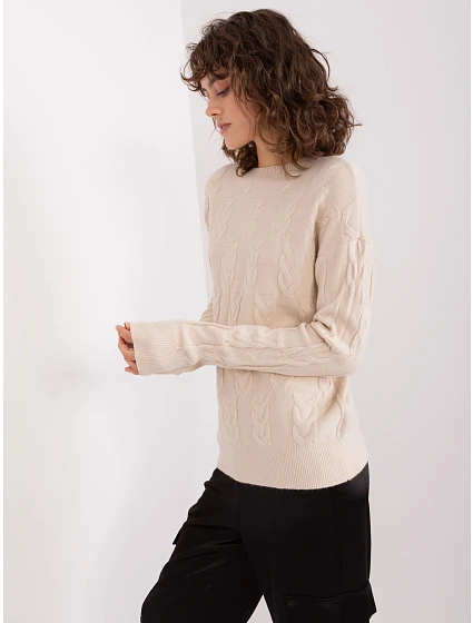 Sweter AT SW model 19014785 jasny beżowy - FPrice Sweter AT SW model 19014785 jasny beżowy - FPrice