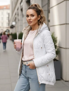 Dámska prešívaná bunda s kapucňou biela FashionStreet TY5545