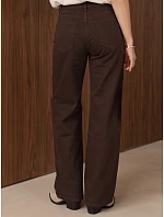 Dámske baggy džínsy s vysokým pásom, hnedé, FashionStreet UY3197 Dámske baggy džínsy s vysokým pásom, hnedé, FashionStreet UY3197