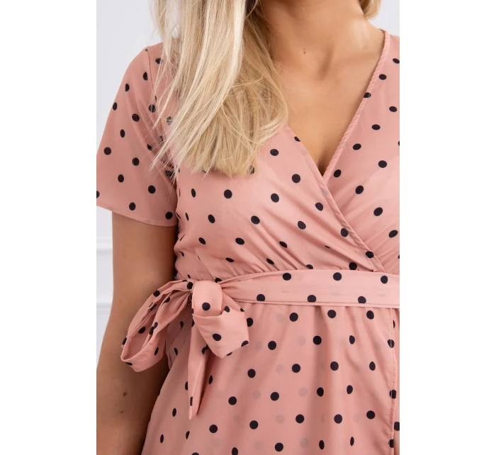 Tmavo marhuľové bodkované šaty