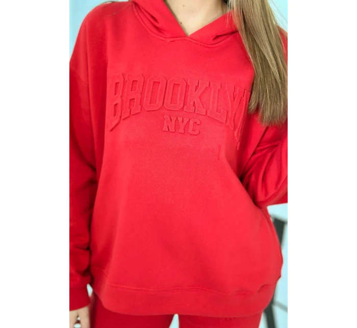 Izolovaná bavlněná souprava, mikina + kalhotami Brooklyn červený