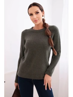 Dámsky detský sveter z alpaky s dlhými rukávmi khaki