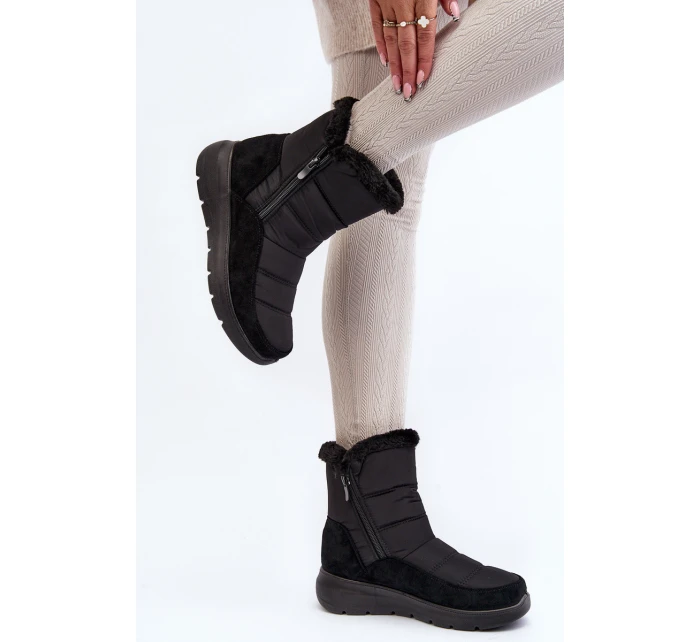 Dámské zimní boty s kožešinou černé model 21644820 - Boto Dámské zimní boty s kožešinou černé model 21644820 - Boto