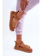 Damskie Zamszowe Sandały Na Platformie Big Star NN274705 Brązowe Damskie Zamszowe Sandały Na Platformie Big Star NN274705 Brązowe