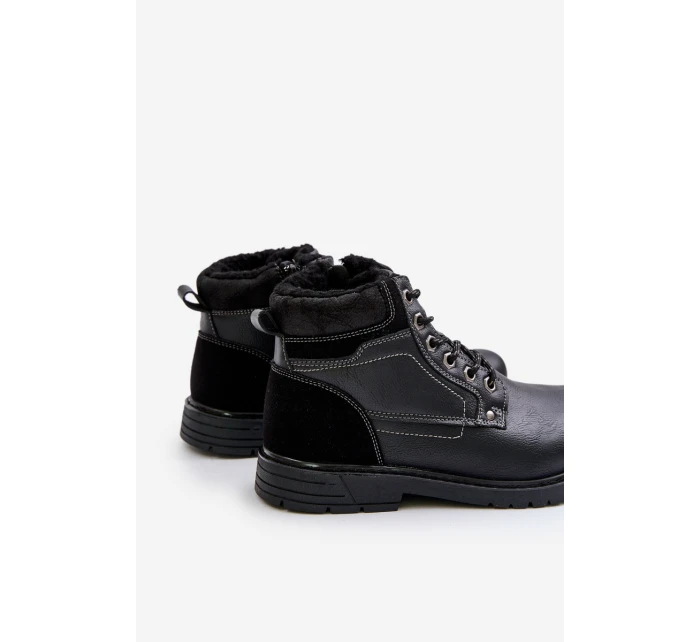 Ocieplane Trapery Męskie Z Eko Skóry Czarne Venredia