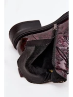 Lakované kožené dámské boty na klínu model 21713850 bordó - D&A