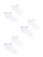 Bavlnené ponožky Yoclub Girls' Turn Cuff Ruffle 3-pack SKA-0122G-010J-001 White
