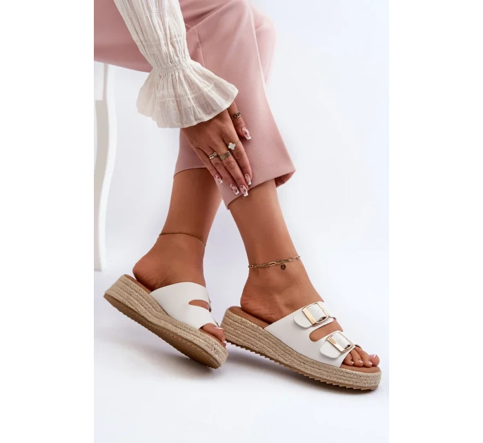 Dámske papuče s opletenou ekokožou, biele Zaloemi Dámske papuče s opletenou ekokožou, biele Zaloemi